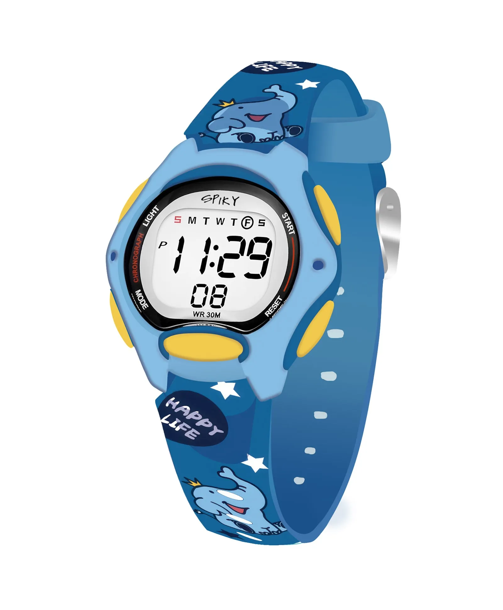 Spiky Eva18 Printed Strap Round Sports Digital Watch - Green